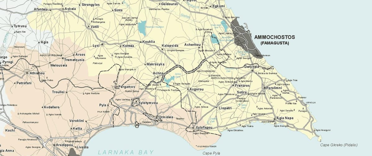 Карта на Агия напа в Кипър