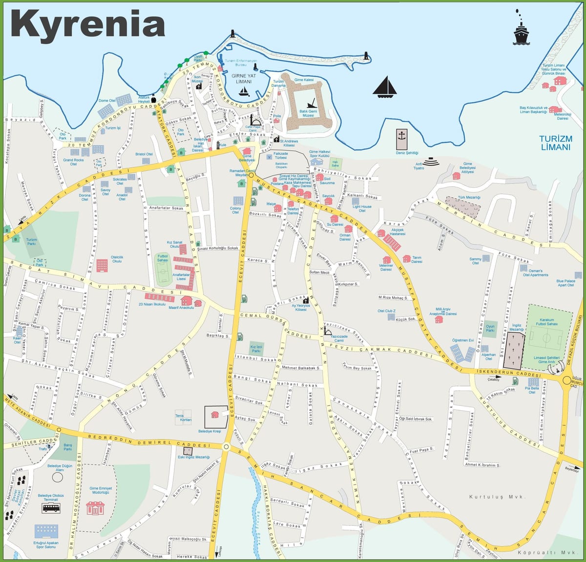 карта на Северен Кипър кирения