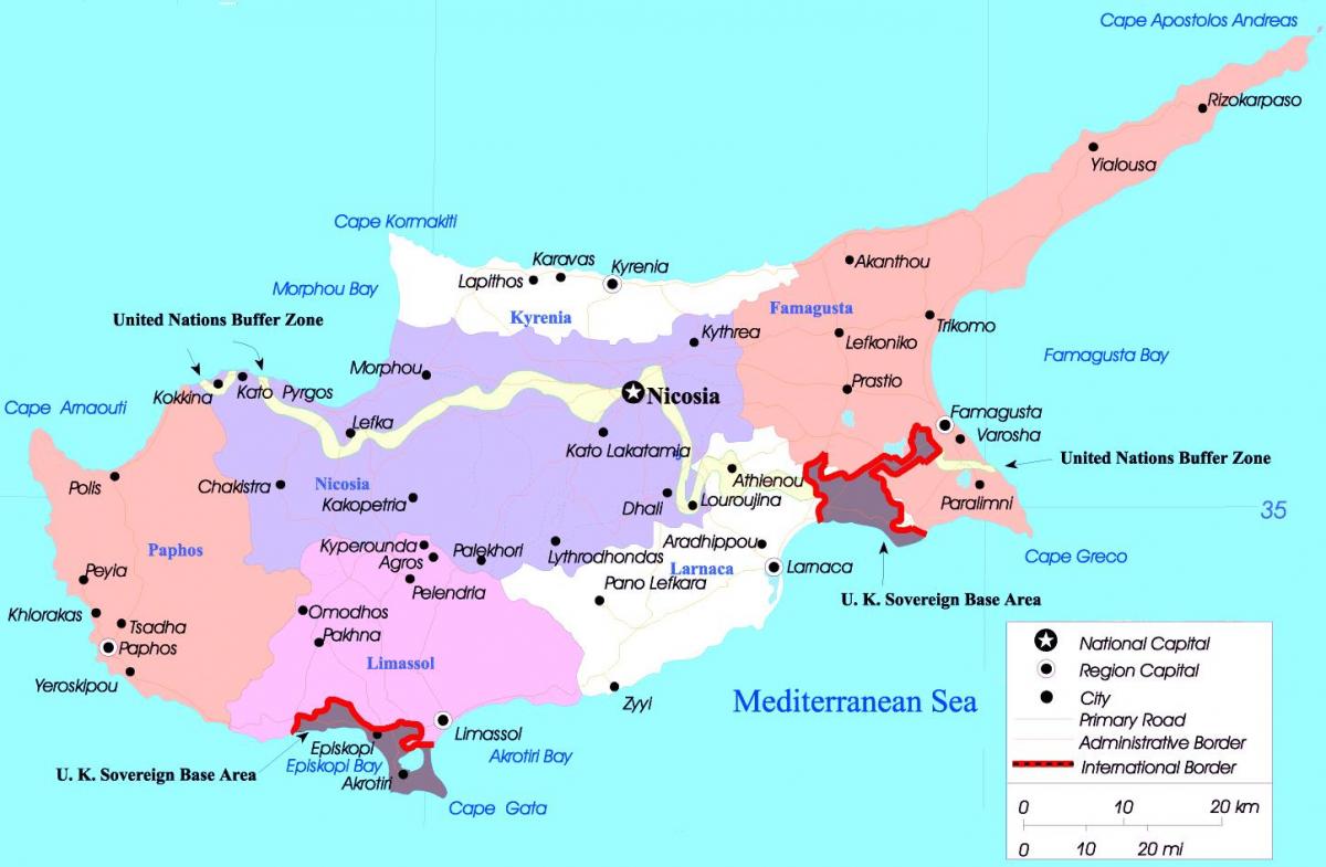 Карта на Кипър градове