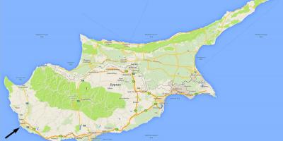 Карта на Кипър показва летища
